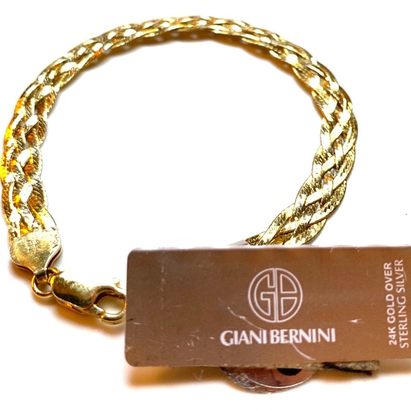 Giani Bernini 24K Gold Over Sterling Silver Braided Chain Necklace & Bracelet - Picture 3 of 5